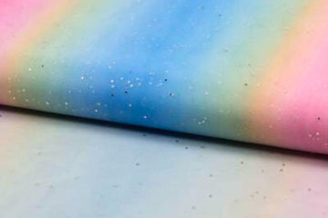 Tüll mit Glitzer, Regenbogen, bunt, 0,5 m